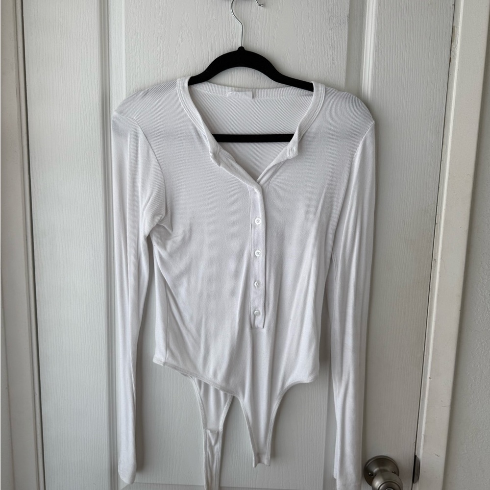 Clyque the Label White Button-Up Bodysuit